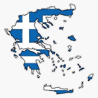 Greece Map with Greek Flag Sticker Vinyl Decal Bumper Sticker 5"