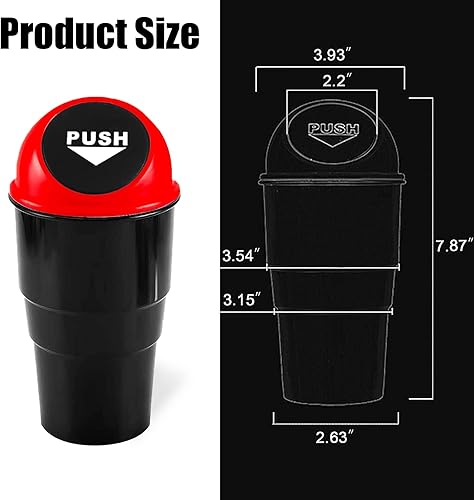 Miniatura 9 de NTNEV Mini basurero para automóvil, contenedor de basura para automóvil, a prueba de fugas, cubo de basura para automóvil con tapa, contenedor