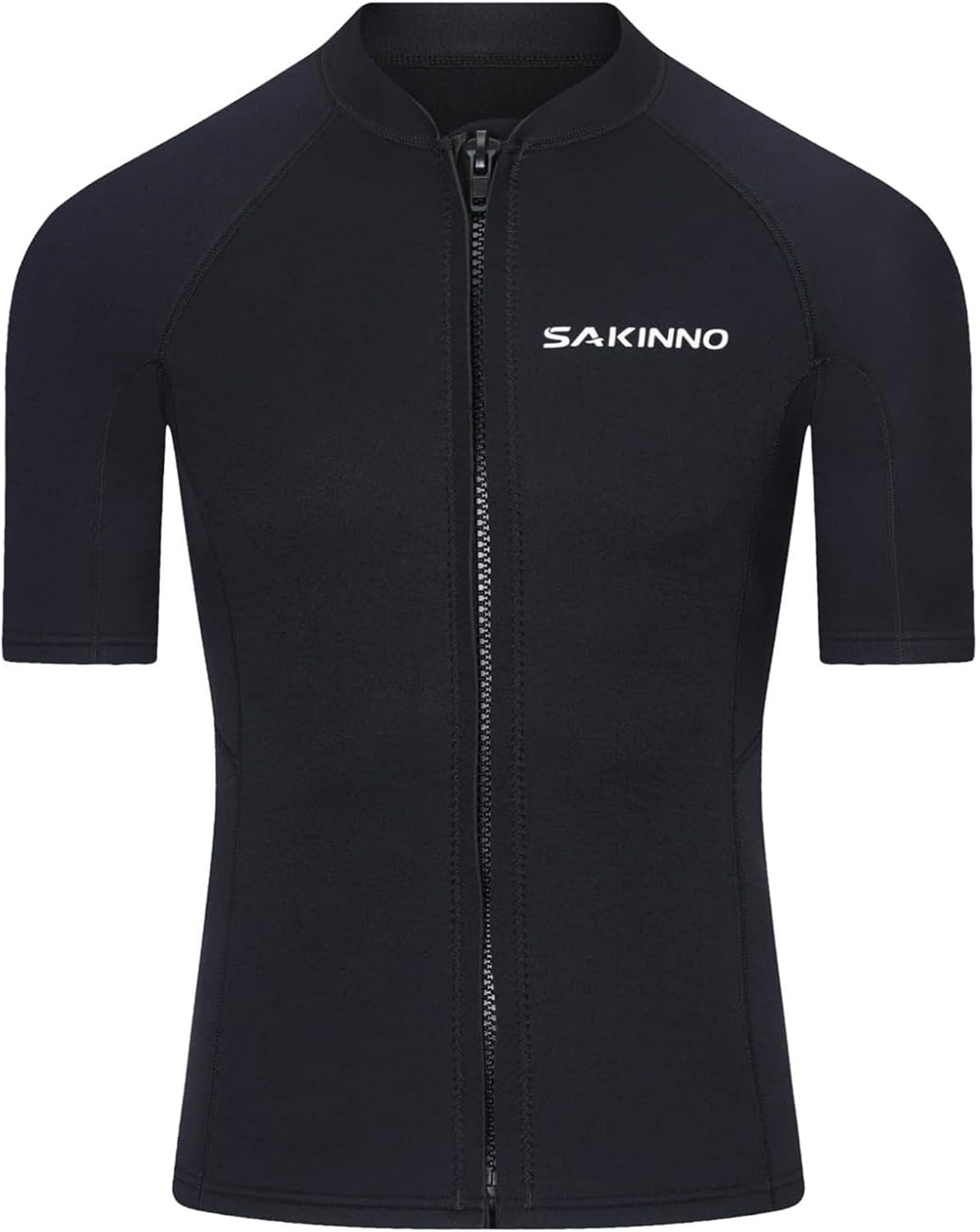 Choomomo Mens 2 mm Neoprene Wetsuit Jacket Front Zipper Swimsuit Top Short Sleeve Wetsuit for Diving Swimming Black