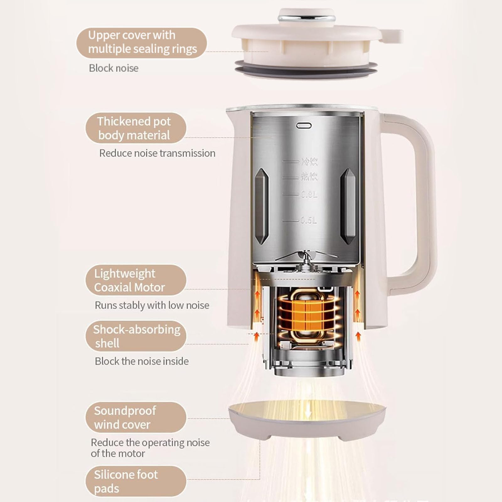 Macchina per Latte di Soia 800W, Macchina per Latte di Soia Elettrica da 1,2Litri con Timer Intelligente 12 Ore e 8 Funzioni, Macchina per Latte Vegetale Completamente Automatica per Mandorle, Avena