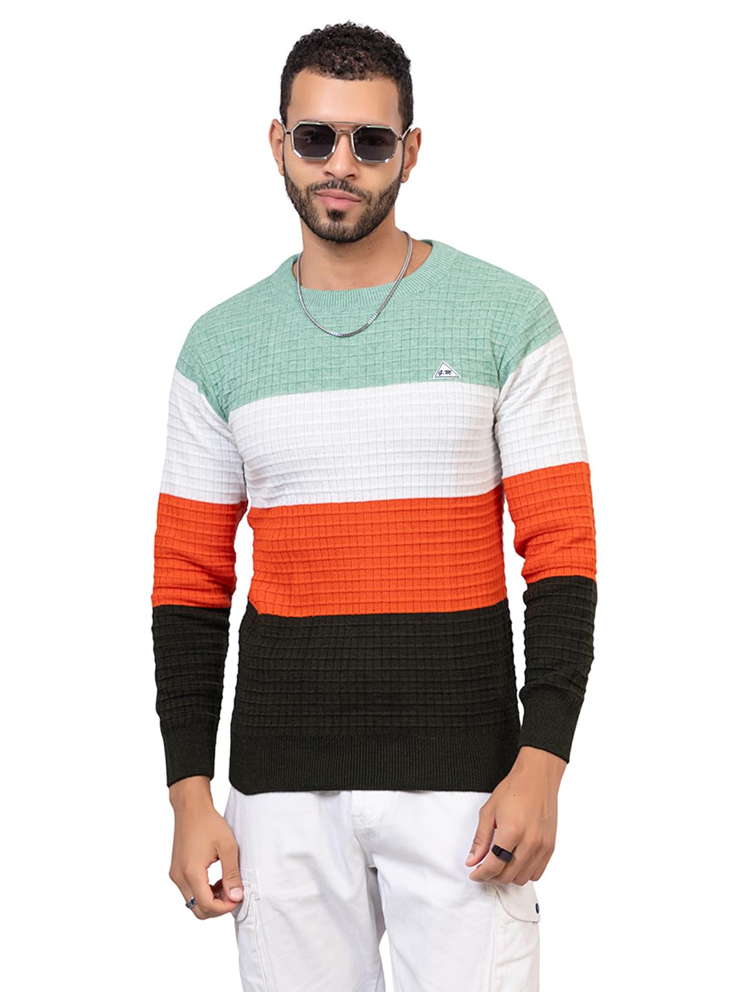 swaaglok - style that speaks Men’s Casual Knit Pullover | Striped Wool Blend Sweater with Crew Neck & Ribbed Hem | Warm Winter Wear for Office & Daily Outfits-picture-22