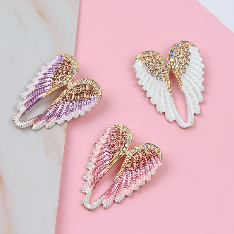 Image of 3Pcs Sparkling Rhinestone Angel Wings Brooch Glamorous Clothing Accent