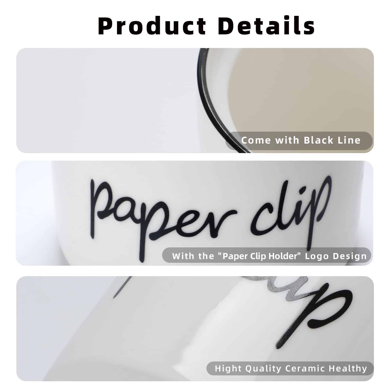 White Ceramic Paper Clip Holders - Farmhouse Style -5 White Ceramic Paper Clip Holders - Farmhouse Style -5