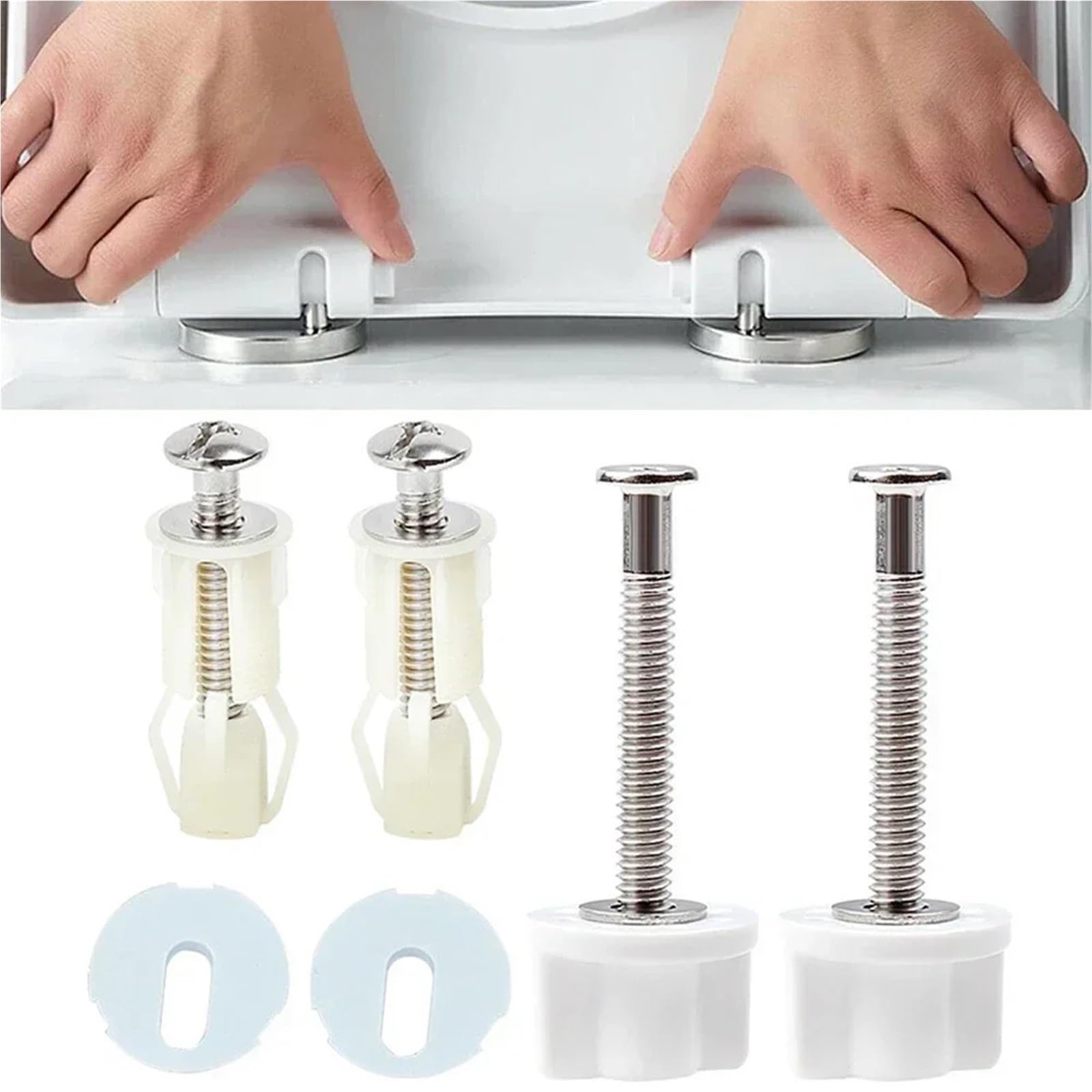 Universal-Toilettensitzschrauben-Mutterabdeckungssatz, 2er-Set, Sackloch-Befestigungsscharniere