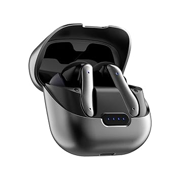 amazon basics TWS in-Ear Earbuds (AB-T01B) with Fast Charging up to 80 Hours of Playtime | Dual 10mm Driver | IPX4 Water-Resistance | Bluetooth 5.3 | Charging Case with Mic | Touch Control (Grey) - image, photos