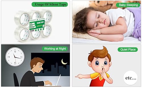 Bomei Pack No Noise Silent Packing Tape 6 Rolls 1.88" X 55 Yards, Industrial Heavy Duty Packaging Tape For Packing Shipping Moving And Storage #TOP2