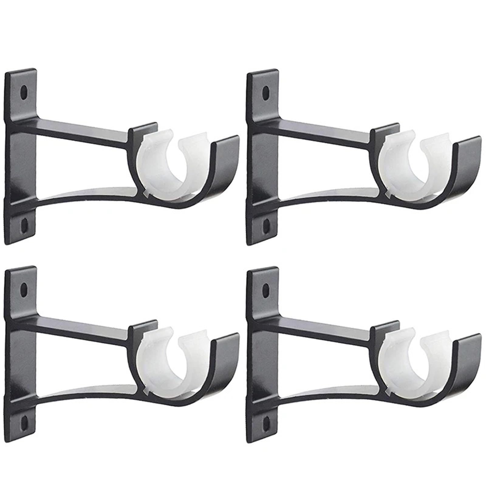 Catchorn Curtain Rod Brackets 4 Pack Single Curtain Rod Brackets Drapery Aluminum Alloy Heavy Duty Holders for Bathroom Balcony Kitchen Cupboard