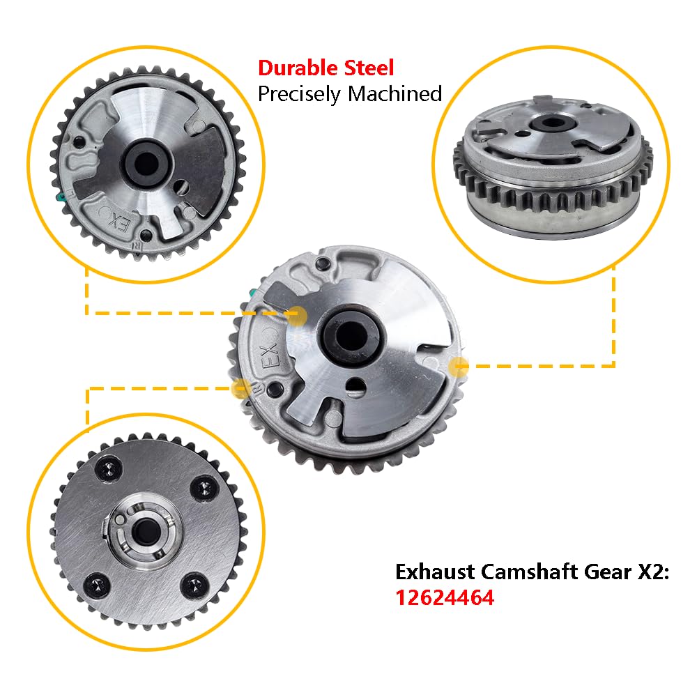 4PCS Intake Exhaust Variable Valve Timing VVT Sprocket Cam Phaser Camshaft Gear w/Bolt | Fit for Buick Cadillac ATS CTS Chevrolet Camaro GMC Pontiac Saab Saturn Suzuki | OE 12626160 12626161 12624464