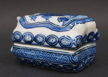 Amazon | 【閑】昭阿弥造染付『山風景人物文』横瓜香合染付香合箱付/香