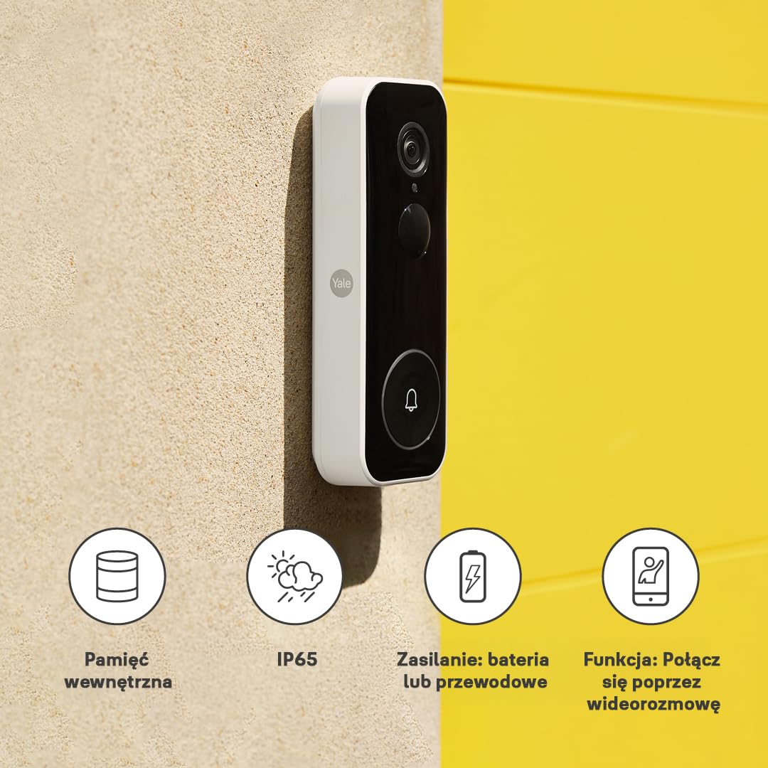 Yale Smart Wideodomofon: Full HD, dwukierunkowe audio, nagrania po wykryciu ruchu, strefy prywatności, tryb nocny, połączenia w czasie rzeczywistym, Yale Home