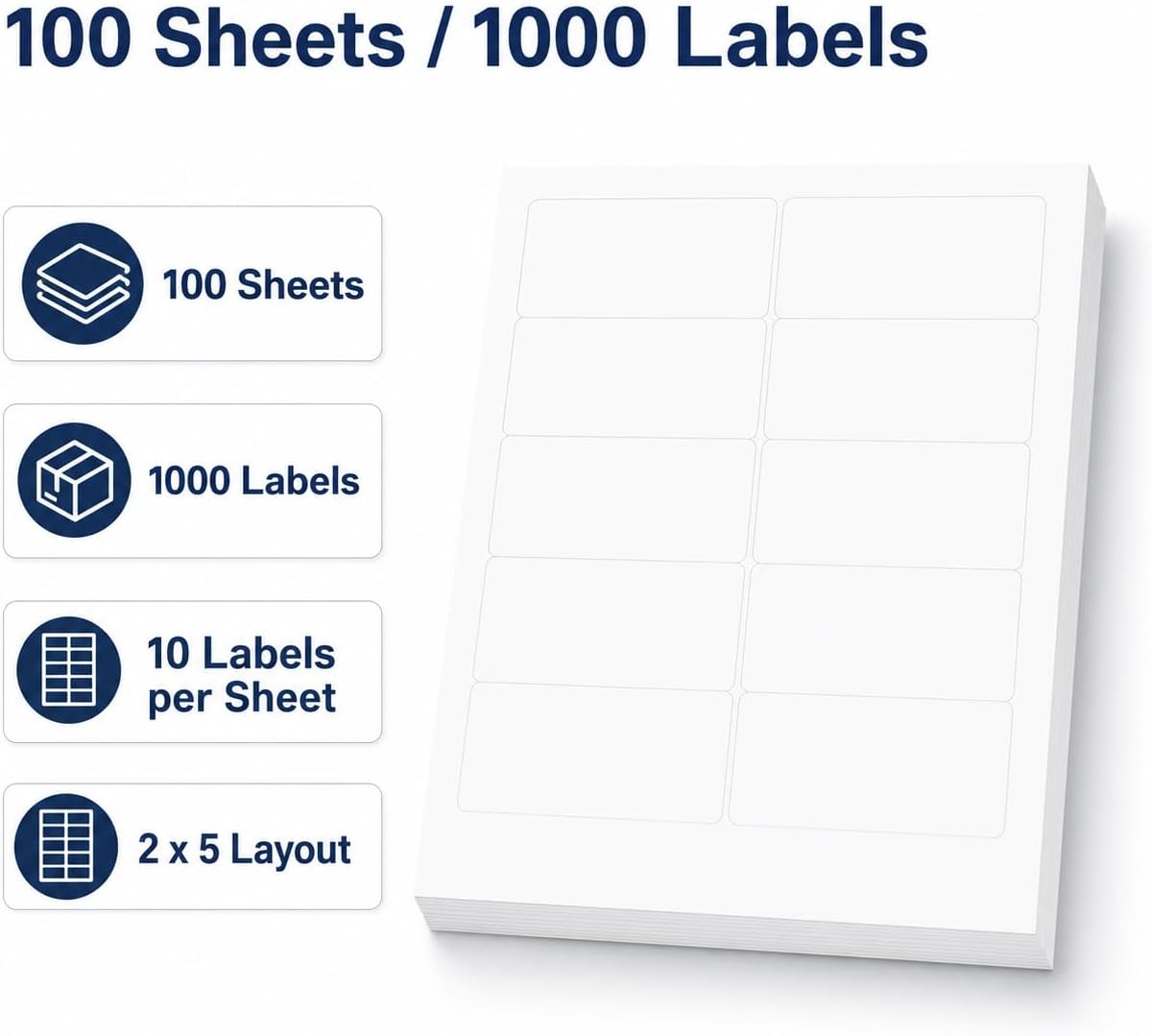 1000 Pcs 2"x4" 10 Up Shipping Labels for Laser & Inkjet Printer image 3