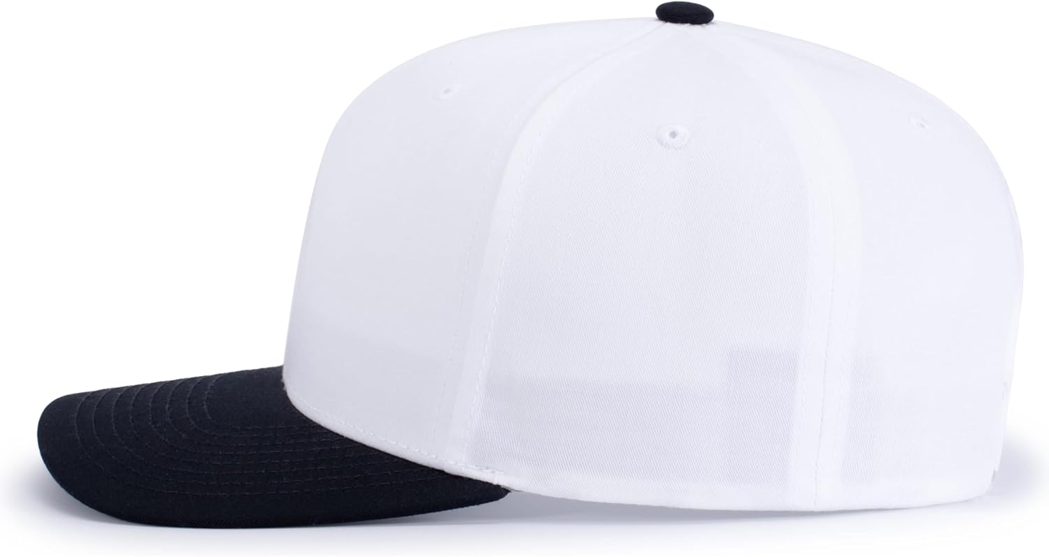 Pacific Headwear Poly/Cotton Snapback Cap, White/Navy - Image 3