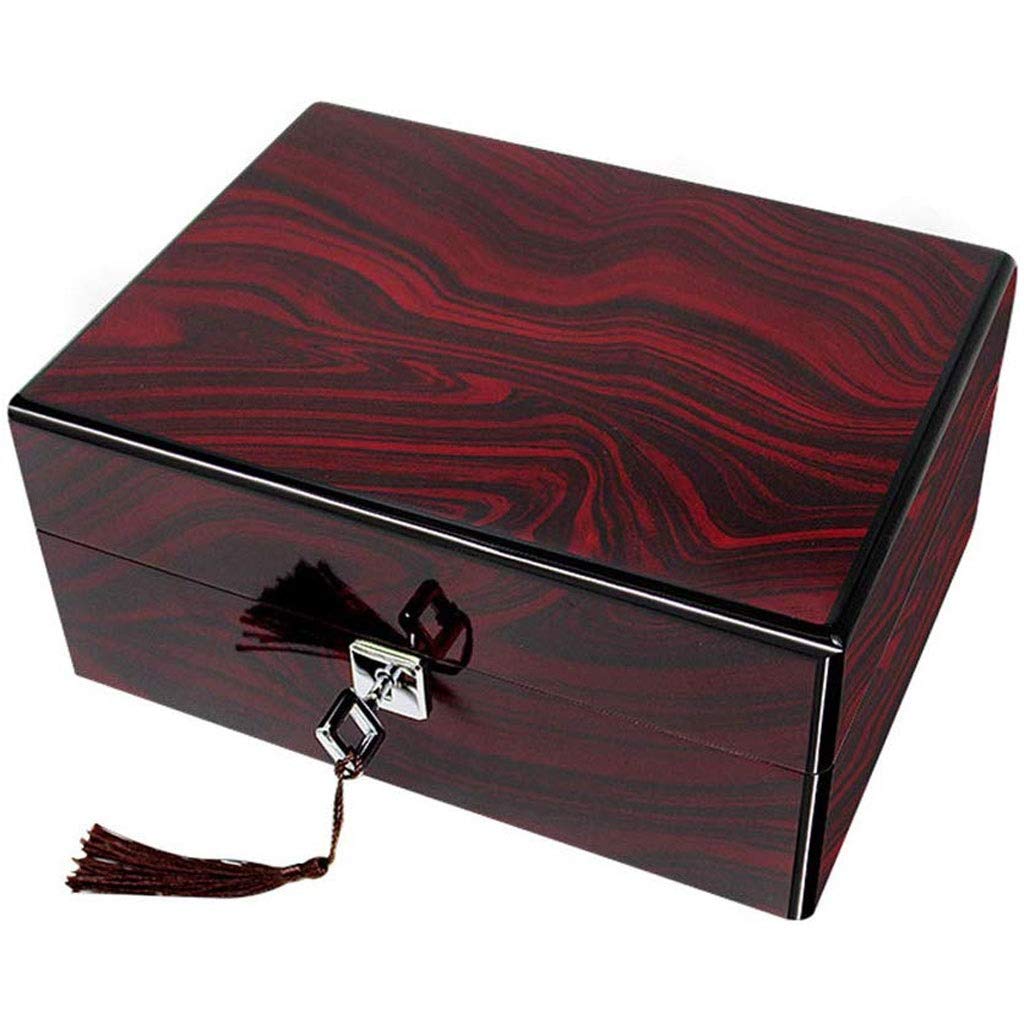 XBTGS Caja de reloj de madera – Caja de regalo de colección de joyas con patrón de madera maciza con cerradura,