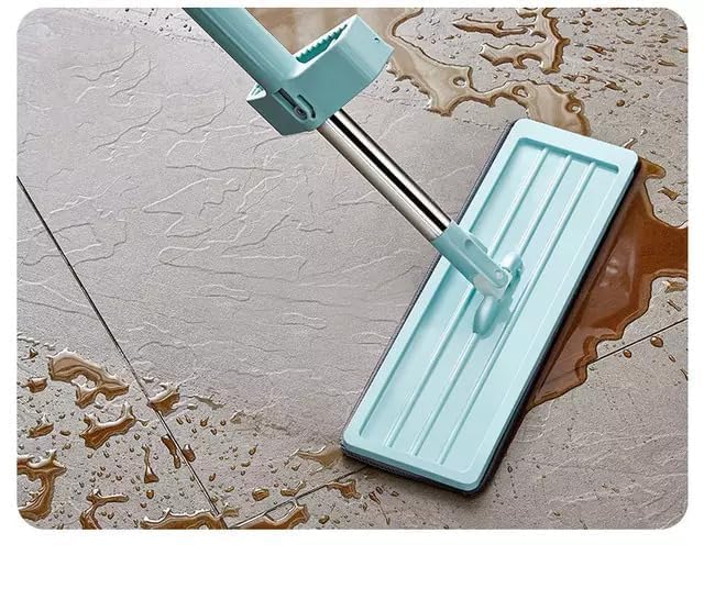 Image of Veloxi Flat Microfiber Magic Mop for Floor Cleaning | Hands-Free Self Squeeze Mop with Stainless-Steel Handle & Washable Microfiber Refill (B Mop)