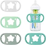 4 Poignées de biberon en silicone pour les biberons à large cou de Dr Brown (blanc+bleu+vert+gris)