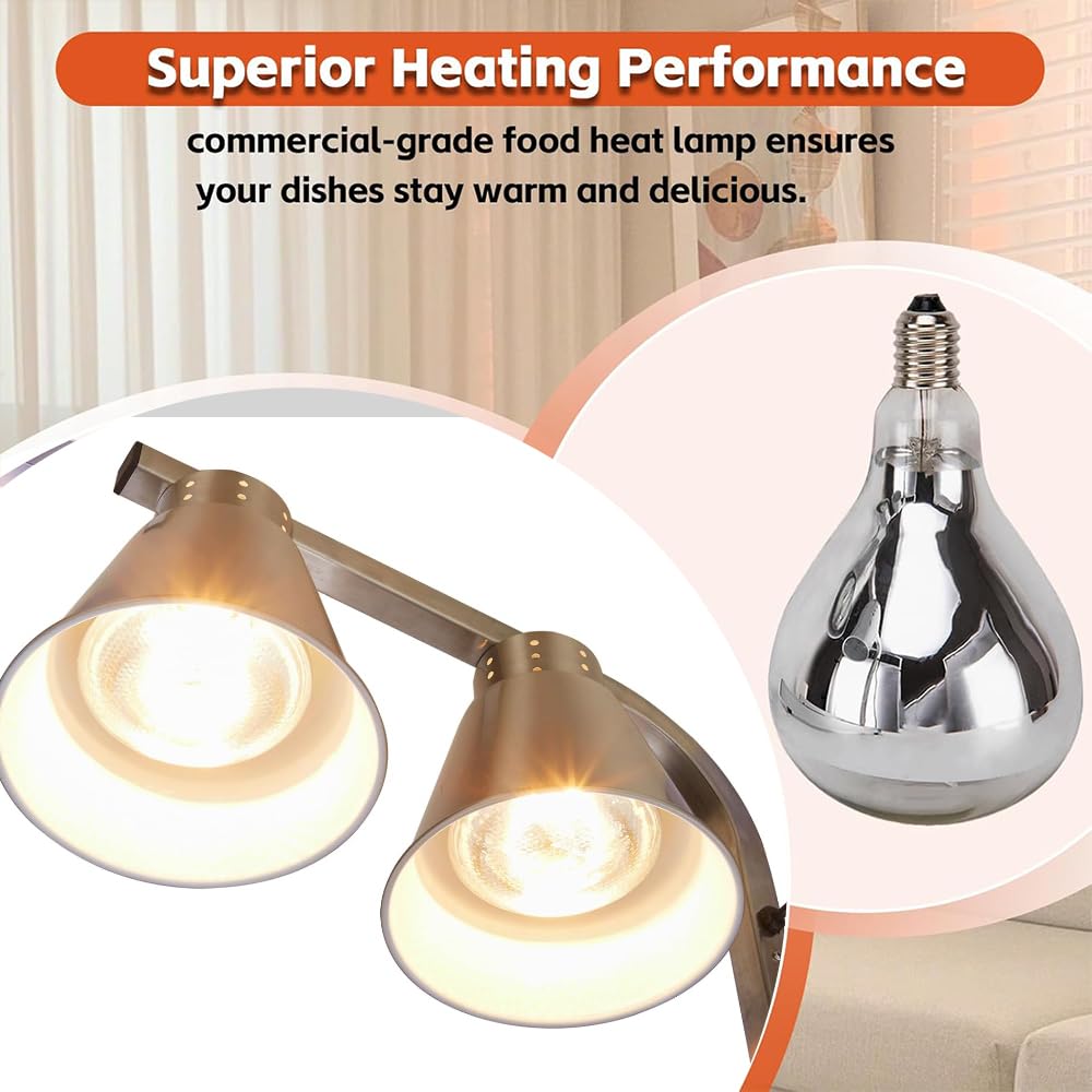 Lampada riscaldante per Alimenti da banco, scaldavivande Elettrico Portatile con Tre lampadine da 250 W, Lampada scaldavivande Regolabile in Altezza per casa, Ristorante