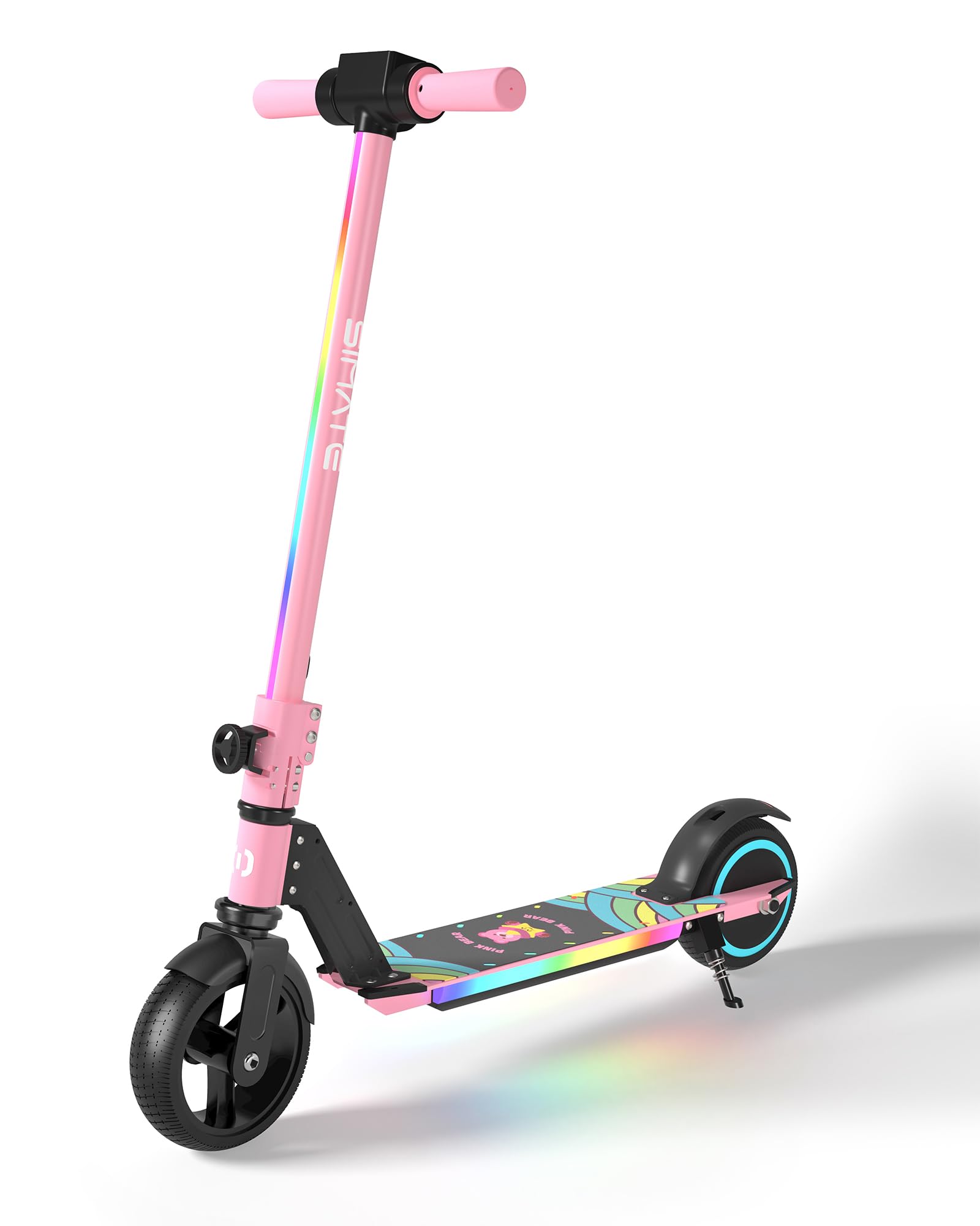 Electric Scooter for Kids, Motorized E-Scooters with Colorful Front Light and Pedal Lights, LED Display & Foldable, Dual Braking System, Top 8.7mph & 5 Miles, Gifts for Kids, Girls, Boys, Teens