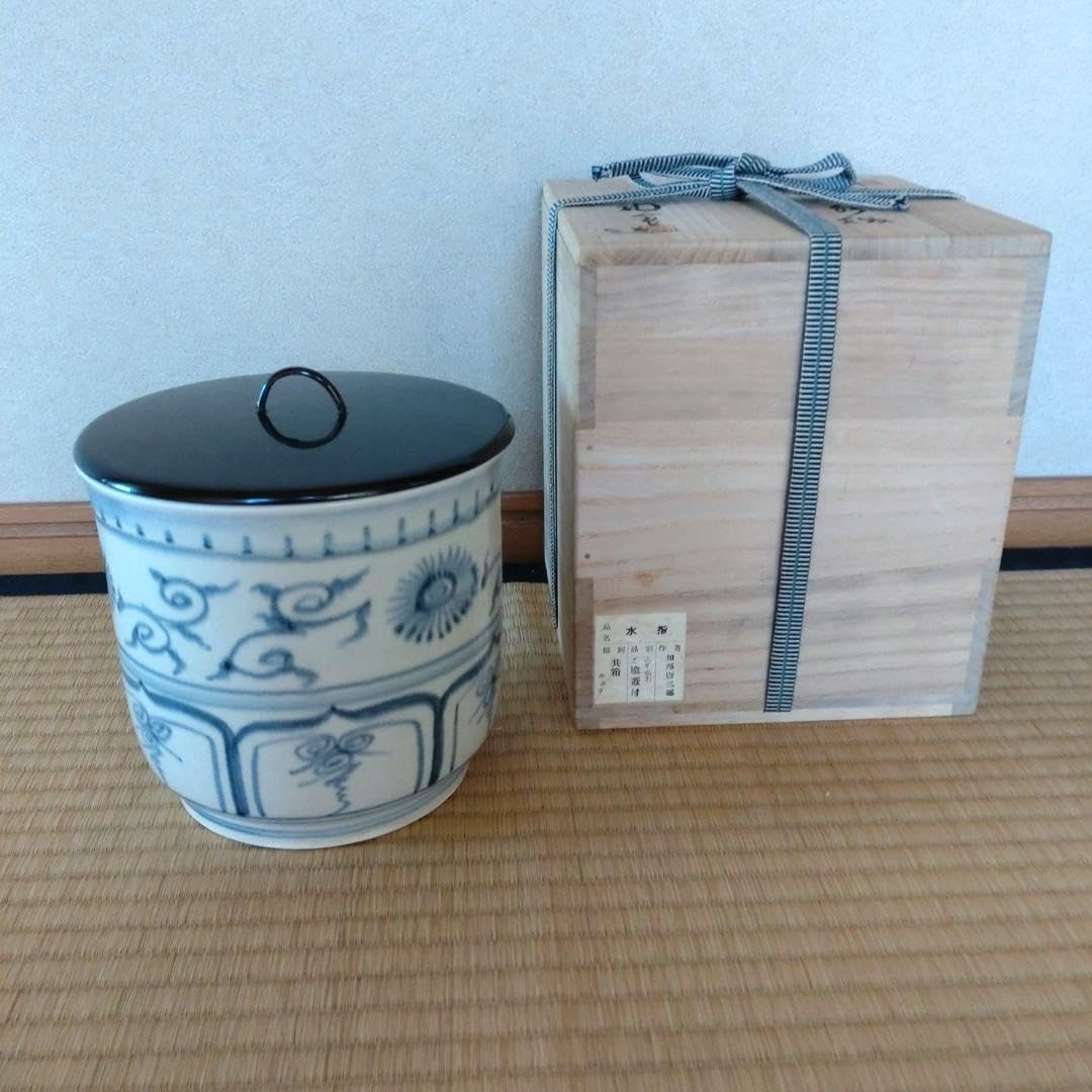 茶道具 水指 模安南 加藤唐三郎造 塗蓋 共箱 無傷 【公式通販】