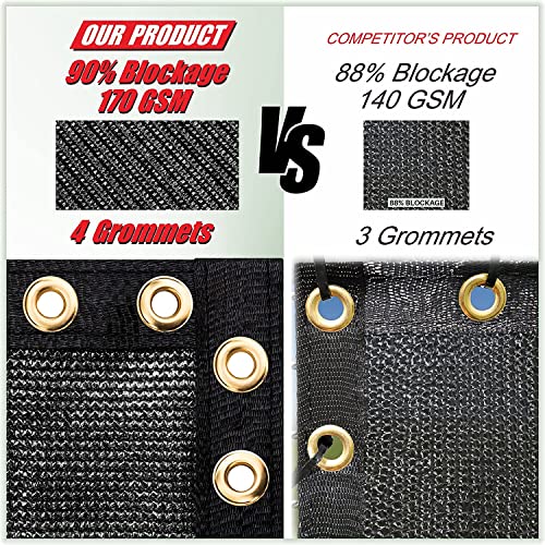 Colourtree 4' X 50' Black Fence Privacy Screen Windscreen Cover Fabric Shade Tarp Netting Mesh Cloth - Commercial Grade 170 Gsm - Cable Zip Ties Included - We Make Custom Size #TOP2