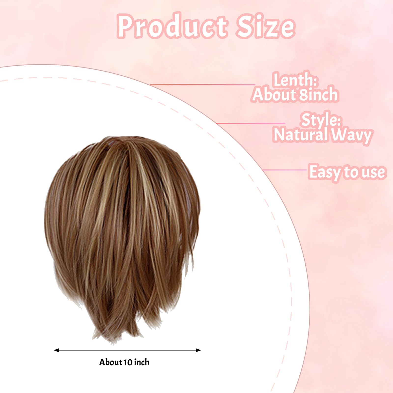 Deaguid Claw Clip Short Ponytail Hair Extensions, Natural Synthetic Ponytail Extension Claw Clip - Image 2