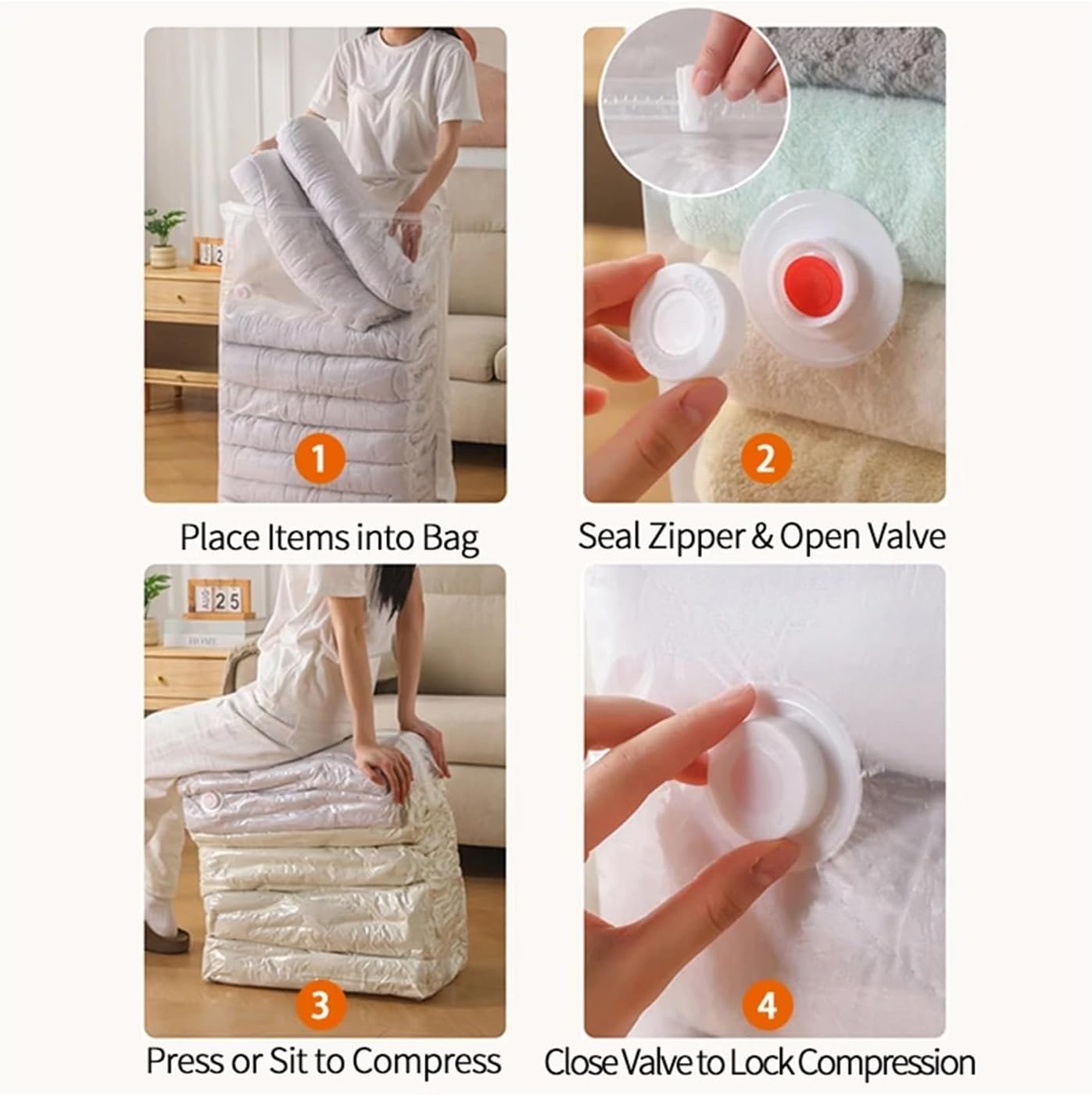 vacuum seal bags, 再利用可能な圧縮空袋シーラー衣類旅行パッキングオーガナイザー真空大型プラスチック収納バッグ収納,