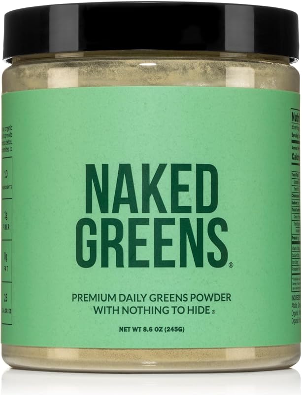 NAKED Super Greens Powder Organic Greens Supplement - Only 10 Premium Ingredients - Vegan, Non-GMO, Prebiotic and Probiotic - 35 Servings