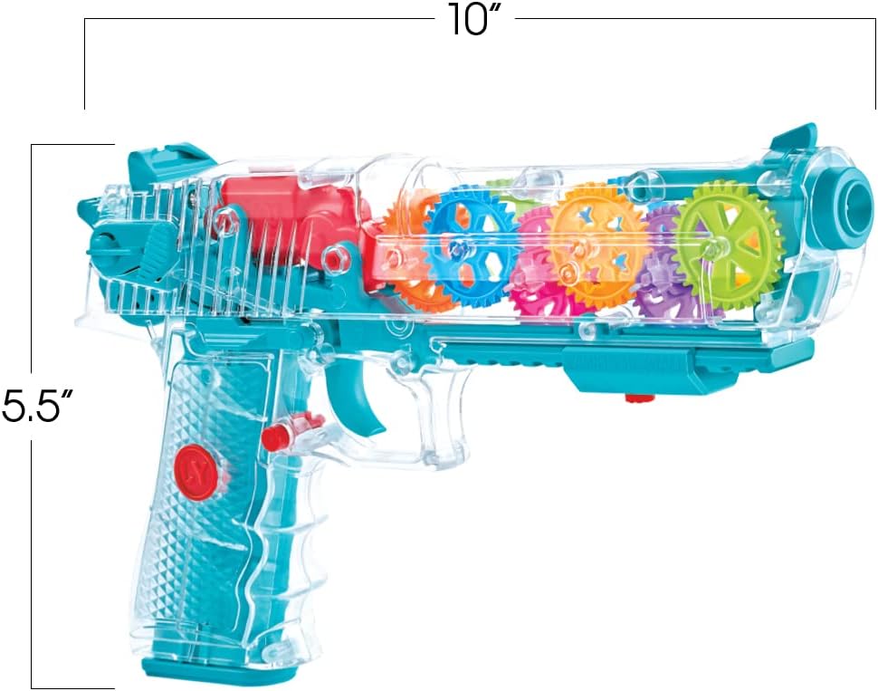 ArtCreativity Light Up Toy Gun for Kids - Gear Action Space Gun with Lights, Sounds & Moving Gears, Batteries Included, Fun Alien Laser Toy Gun Gift for Boys (Pack of 2)
