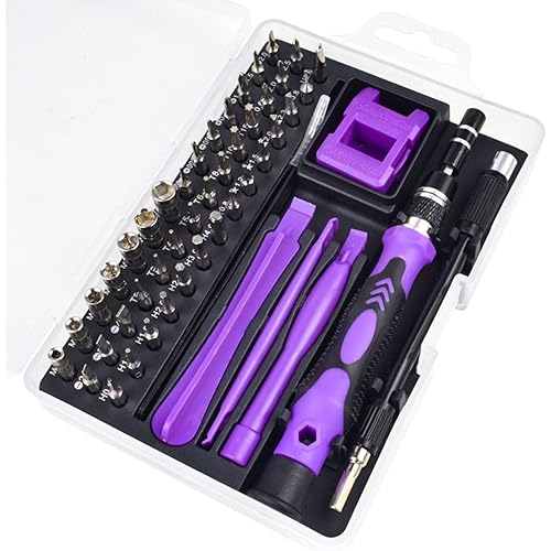 Screwdriver Set Precision Screwdriver Set Chrome Vanadium Steel Magnetic Repair Tool Kit 52 in 1 Multifunctional Combination Kit Balck Background Purple 1 Set