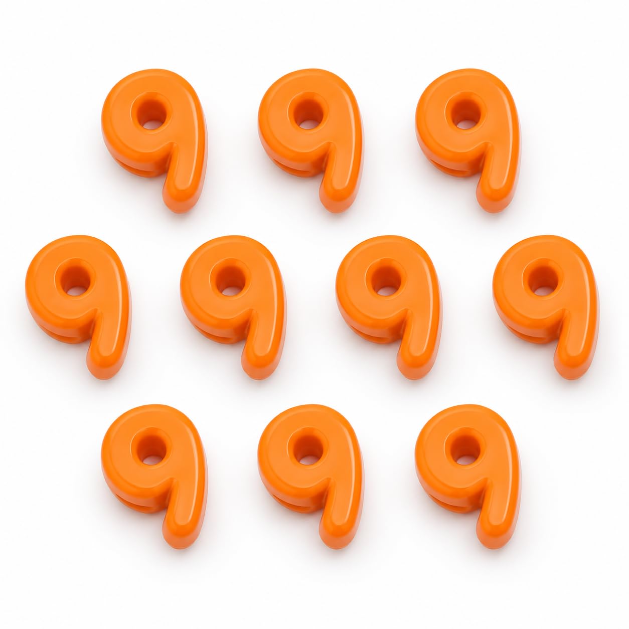 Number Beads, 10pcs Number Beads for Bracelets with 6mm Large Hole, Number Bead for DIY Jewellery Making, Keychains and Paracord Crafts(Orange, Number 9, 10)