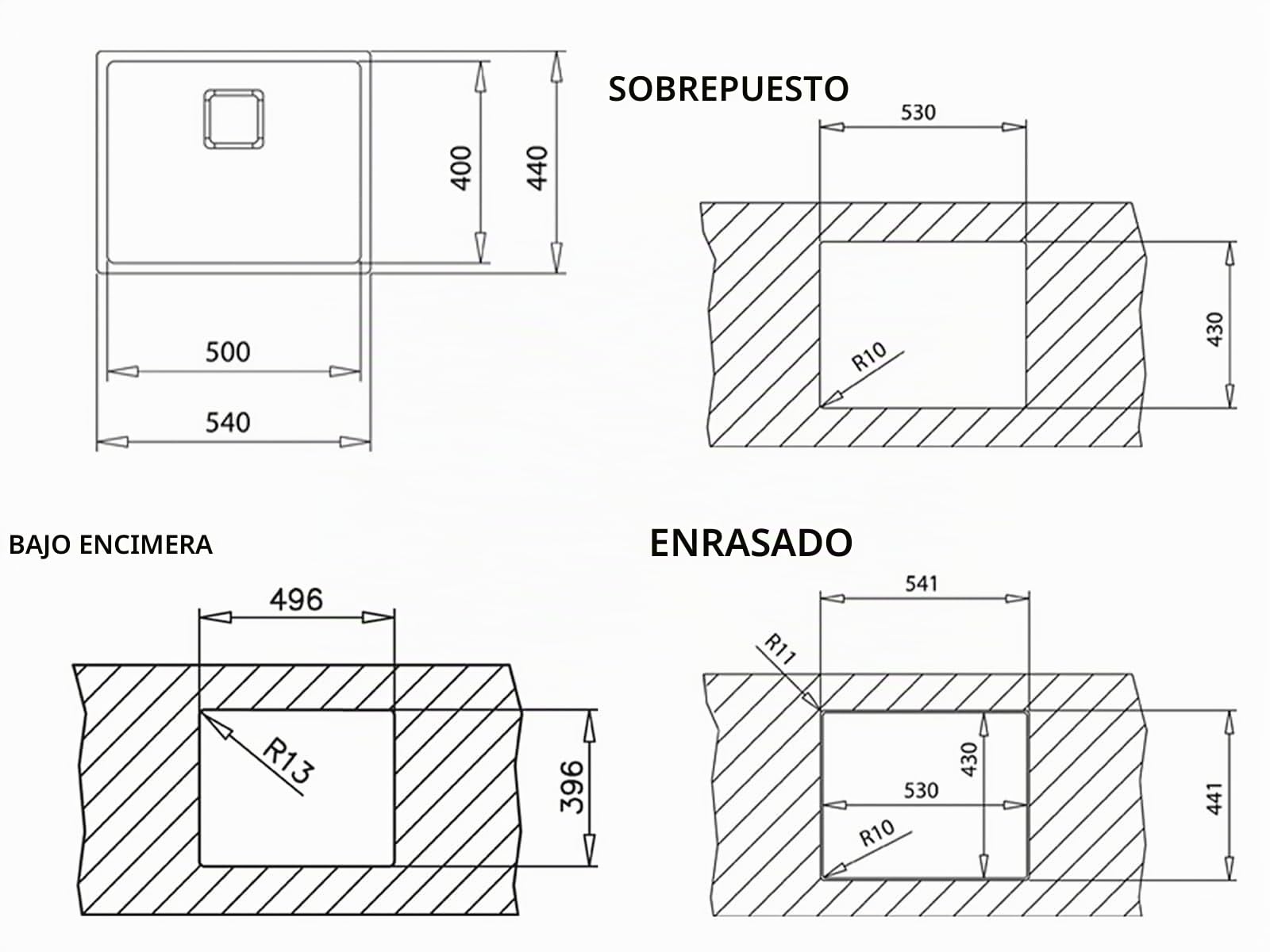 TEKA Fregadero Cocina 50 cm 1 Seno FlexLinea Triple Posibilidad de Instalación, Acero Inoxidable para Mueble 60cm, SilentSmart, Duradero, Modelo RS15 50.40