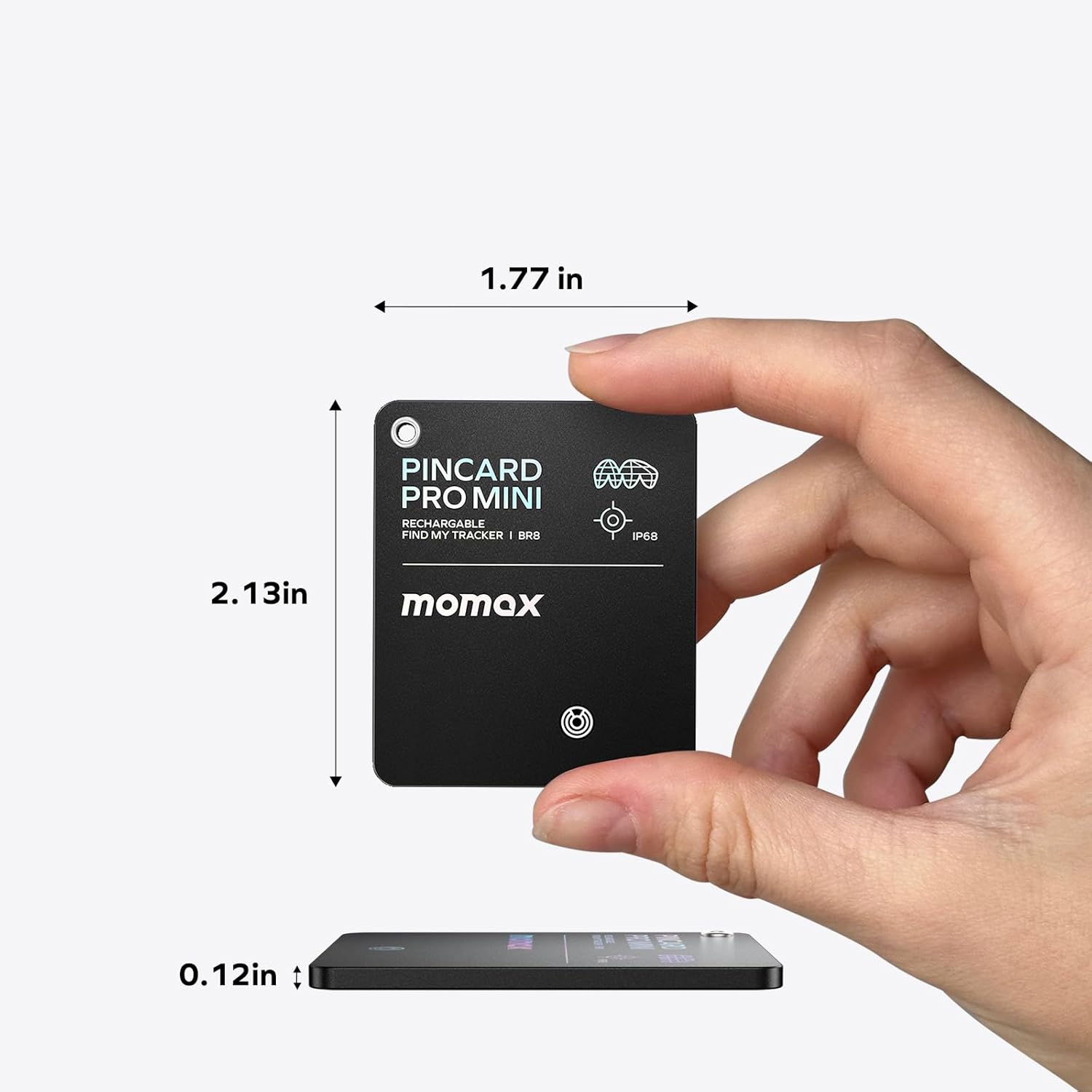 Momax Wallet Tracker Smart Finder - Rechargeable Slim Bluetooth Key Tracking Card with 1-Year Battery, Apple Find My (iOS Only), Item Locator for Luggage Tag, Suitcase, Passport, Backpacks, Mini Size - Image 4