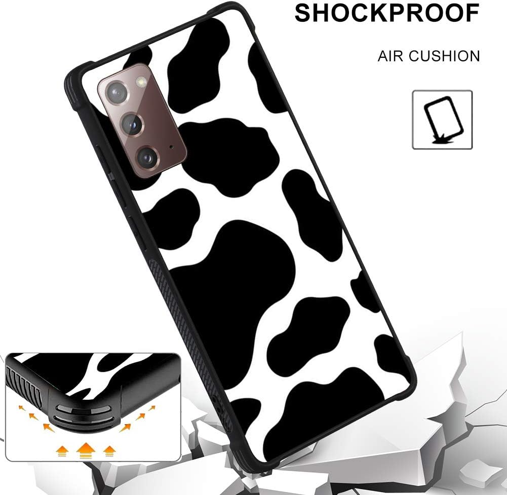 OOK Designed for Samsung Galaxy Note 20 5G Case Cow Print Design Slim Hard PC TPU Bumpers Protective Phone Bumper Cover with Lanyard Strap Holder for Women Girls for Note 20 5G 6.7 Inch