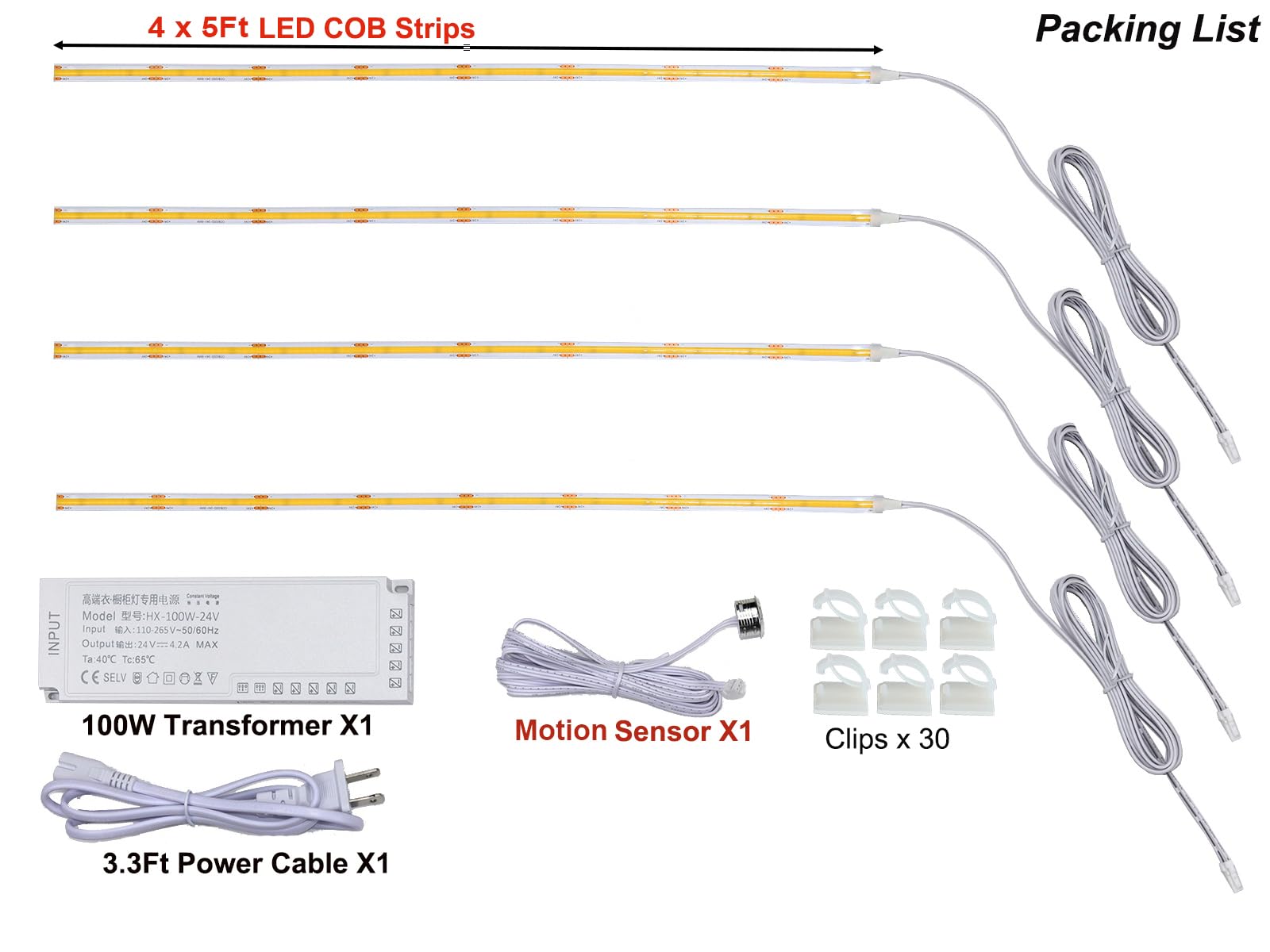 Kit luci sotto il mobile strisce LED COB ultra sottili luci luminose sotto il bancone cucina armadio bancone banco da lavoro computer (bianco neutro 4000 K, 8 x 2