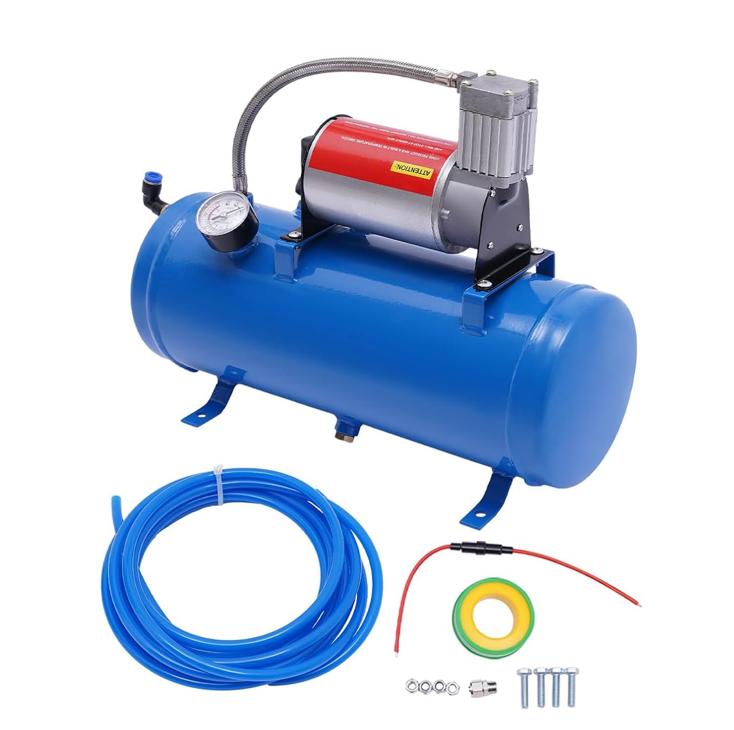 Compresor de aire, 12 V 6L Compresor de Aire Compacto, 150 PSI, Motor de Núcleo de Cobre, Compresor de Bocina para Neumáticos de Automóvil, Barcos