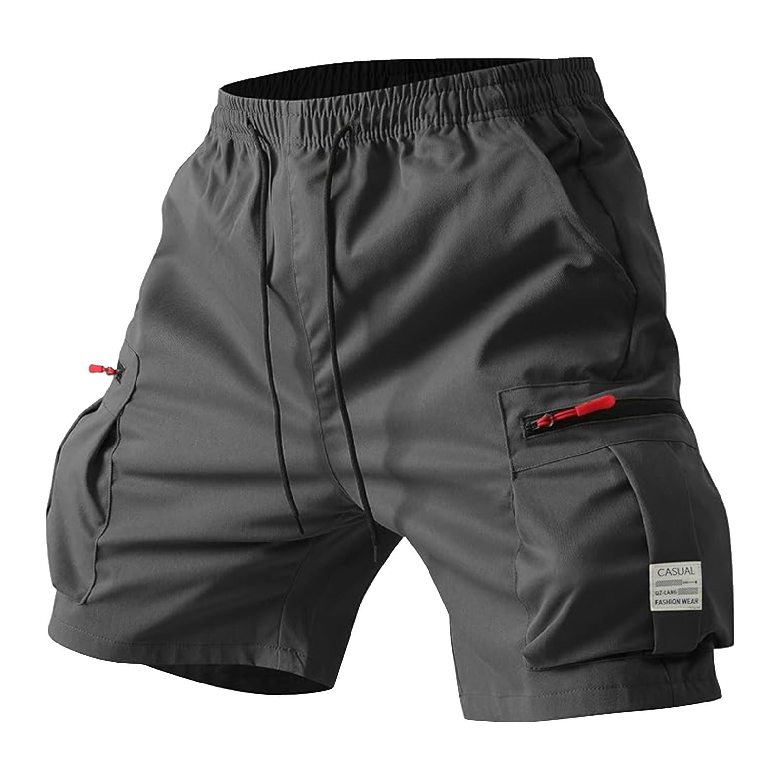 Pantaloncini cargo da uomo, lunghezza al ginocchio, tinta unita: pantaloni corti con tasche | Pratici