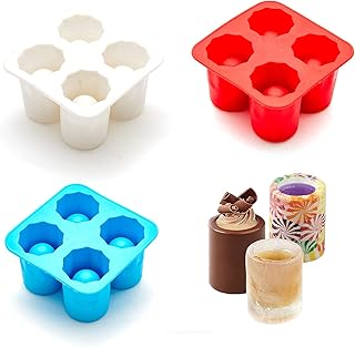 Verres à liqueur moules à Glace en Silicone Moule à Glace Verre à Liqueur en Résine Moule à Plateau de Verre de Whisky Congelé pour cocktail de fête, whisky, glaçons aux fruits, DIY Projets 3 Pièces