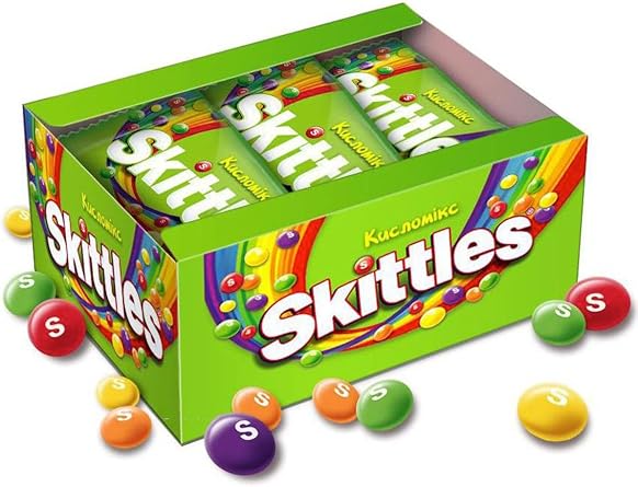 Skittles Fruit Sour Ek ili Meyveli Bonibon Draje  ikolata 38 gr Meyve Aromal   ekerleme Draje X 12