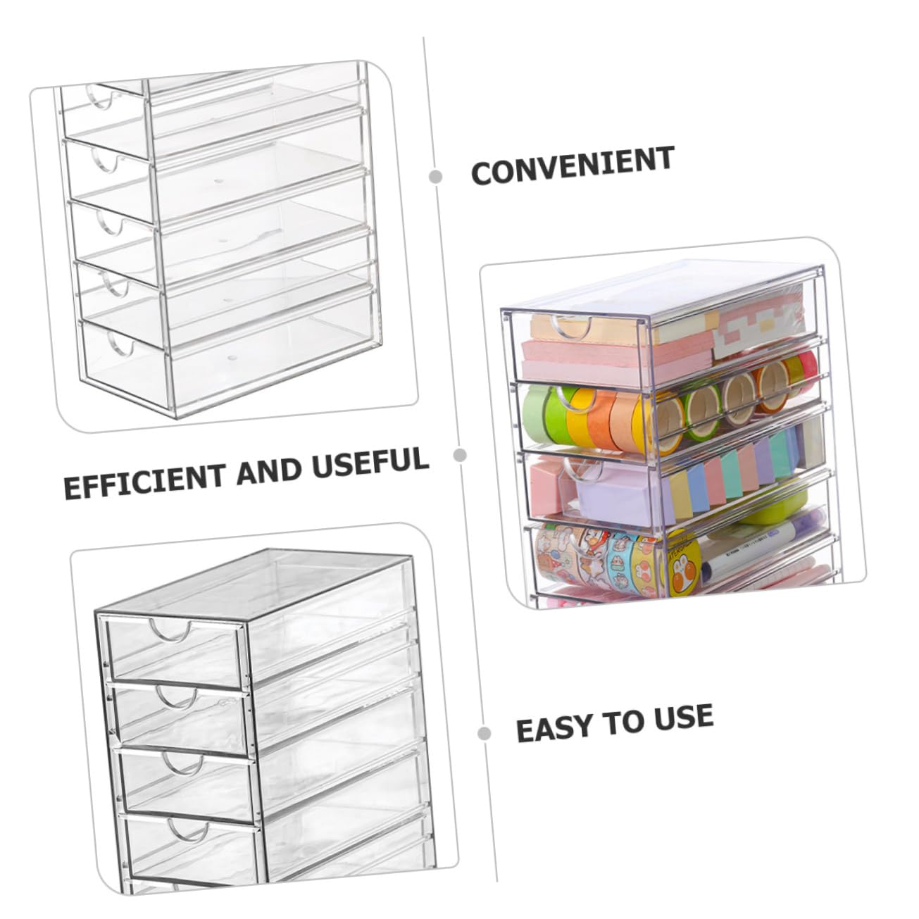 Transparente Organizador de Escritorio PET de 3 Capas para Cosméticos