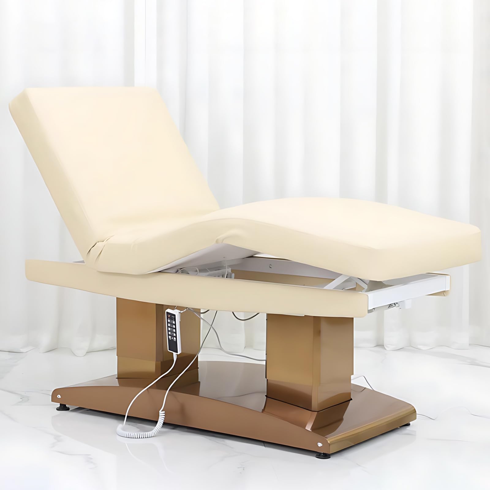 Massage Table-Electric Massage Table with Luxury Double Column Design Beauty Bed Includes One-Button Lifting Intelligent Heating