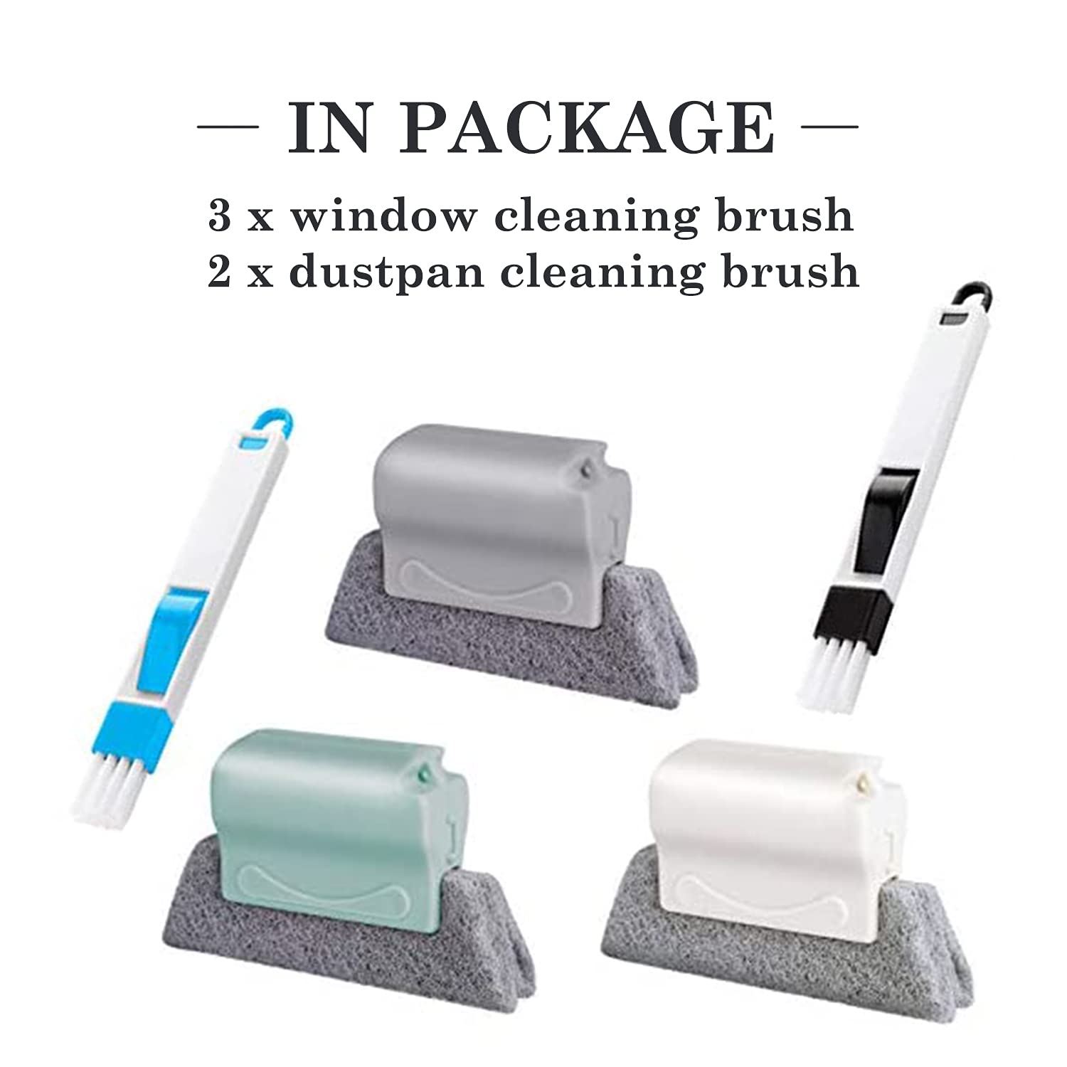 5 PCS Magic Window Cleaning Brush - Cleaning Supplies for Window Groove Gap - Crevice Cleaner Tool for Windows Sill, Track, Seal - Dustpan Brush Quickly Clean All Corners and Gap 3