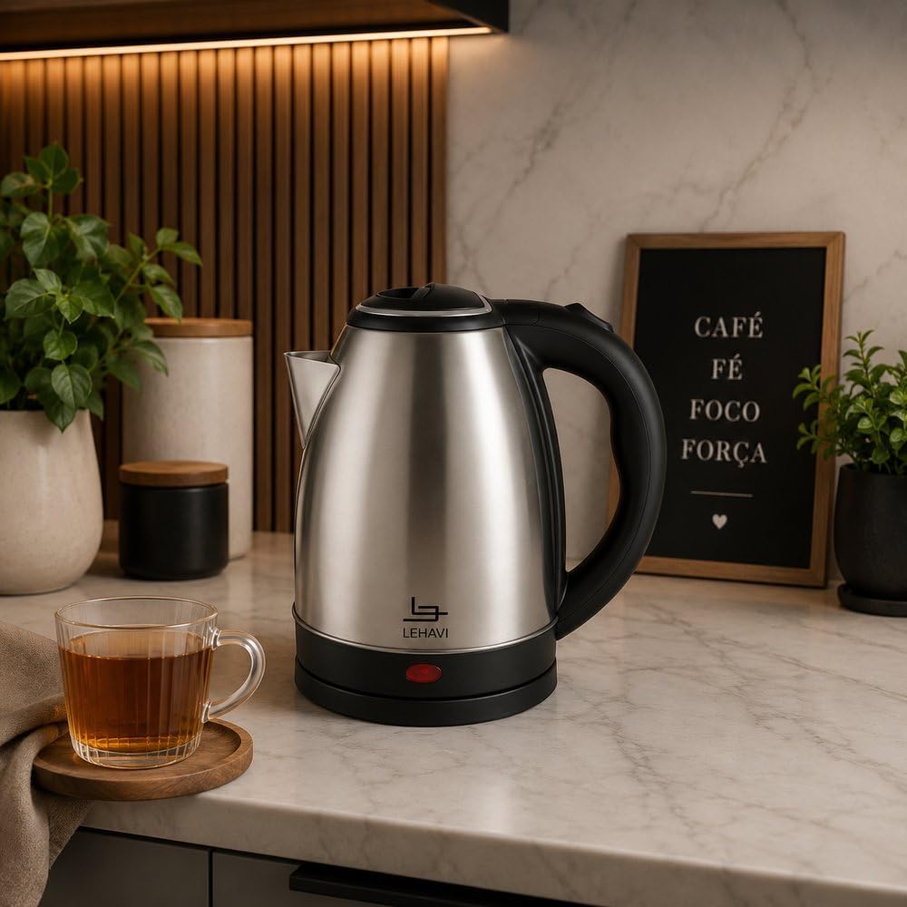 Fervedor Água Elétrico 220V Chaleira 1,8 Litros Aquecedor Rápido Jarra Café Chá Cozinha