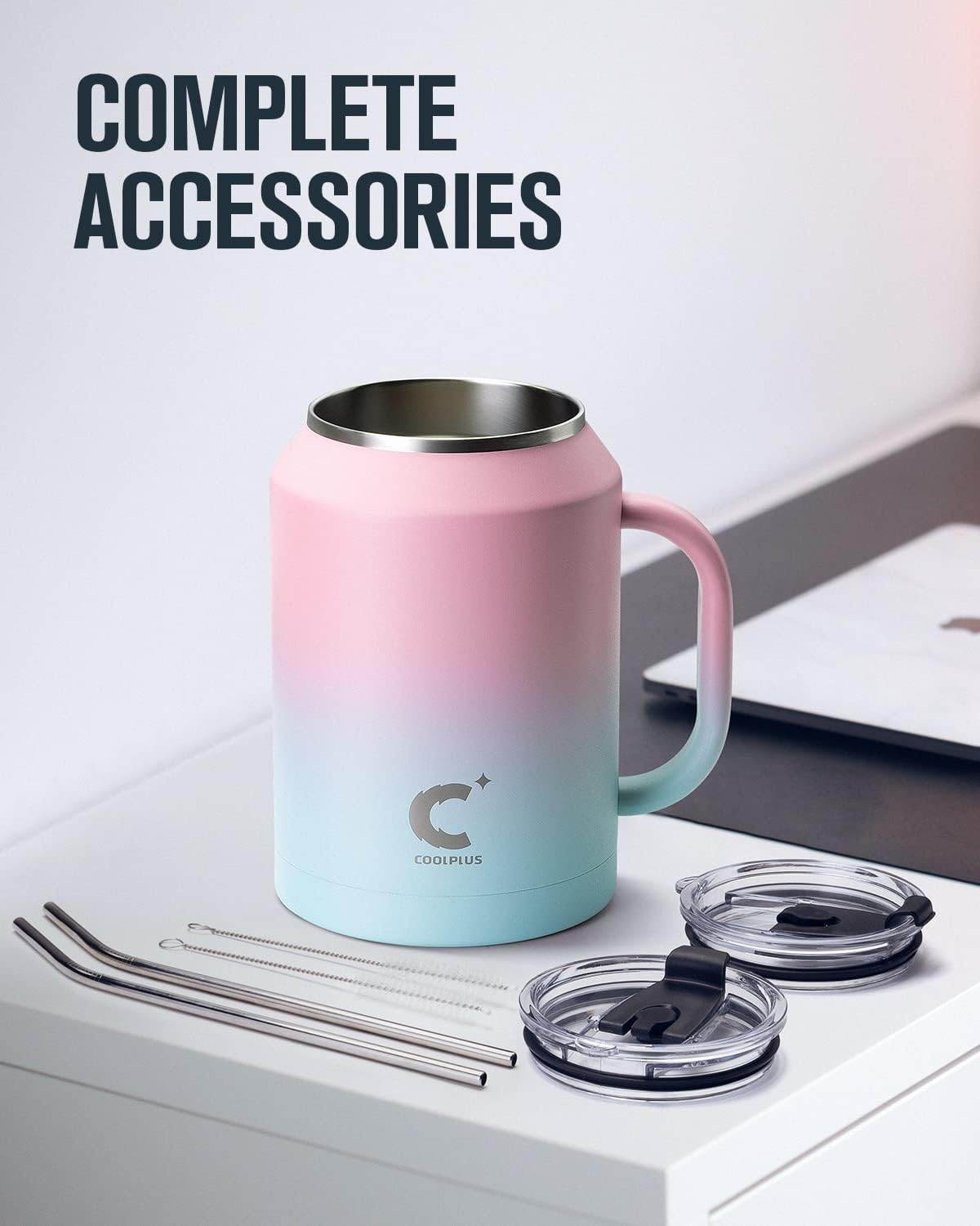 Coolplus Tumbler with Handle 50 oz Mug, Large Stainless Steel Travel Insulated Water Cup with 2-in-1 Lid and Straw, Double Wall Metal Keep Cold 36 hrs, Sweet Proof BPA-Free，Sweet Candy - Image 7