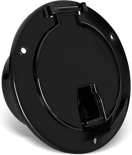 Miniatura 2 de Escotilla de cable eléctrico redonda de 5 pulgadas para cables de 30 y 50 amperios, cubierta de escotilla de cable de alimentación de RV compatible