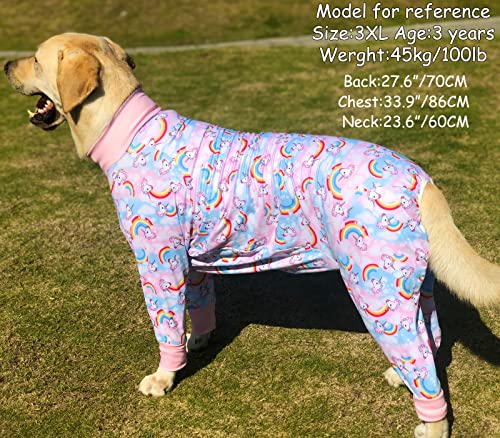 Pripre Dogs Surgery Recovery Suit Unicorn Printed Long Sleeve Shirts Soft Pajamas Onesie Jumpsuit Prevent Licking Dogs Shedding Suit For Large Dogs(Pink,3Xl) #TOP3