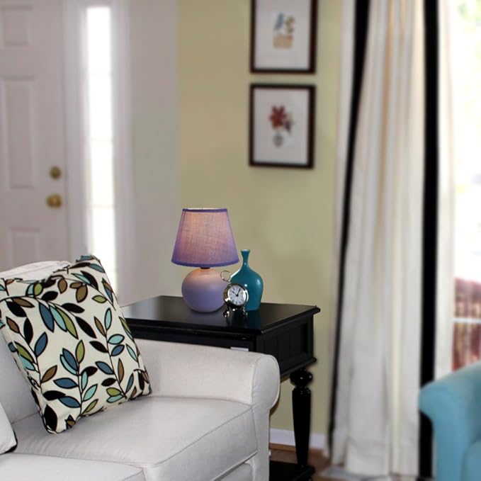 Simple Designs Simple Designs LT2008-PRP-2PK Mini Ceramic Globe Table Lamp Set, Purple, 2 Count photo 5