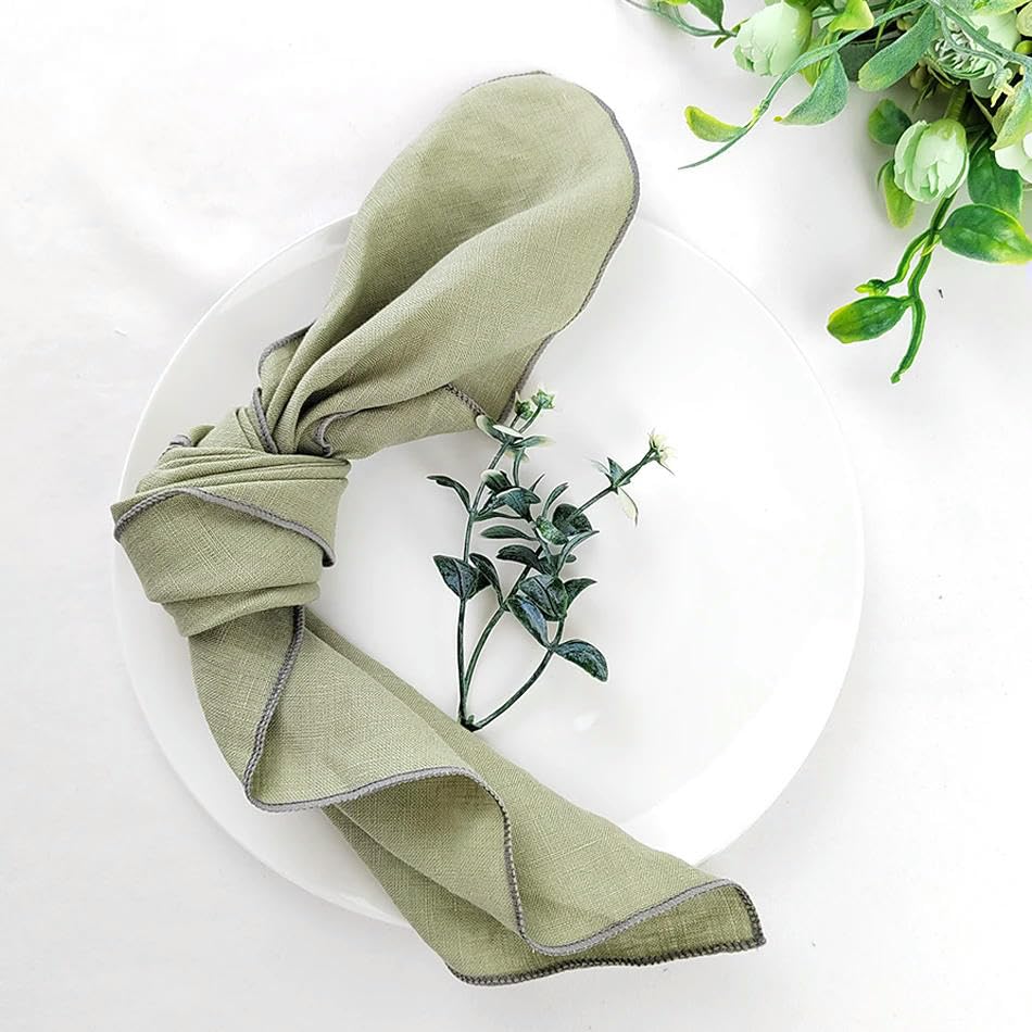 Set di 10 tovaglioli, 40 x 40 cm, in puro lino, ecologico, durevole, ideale per matrimoni, riunioni di famiglia, picnic e molto altro ancora