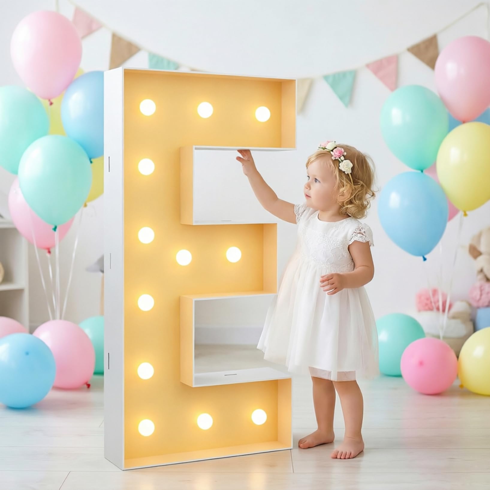 Large Marquee Light Up Letter E Party Decor, LED Foam Board Mosaic Frame Light Sign Birthday Wedding Backdrop Graduation, 100cm-3.3ft