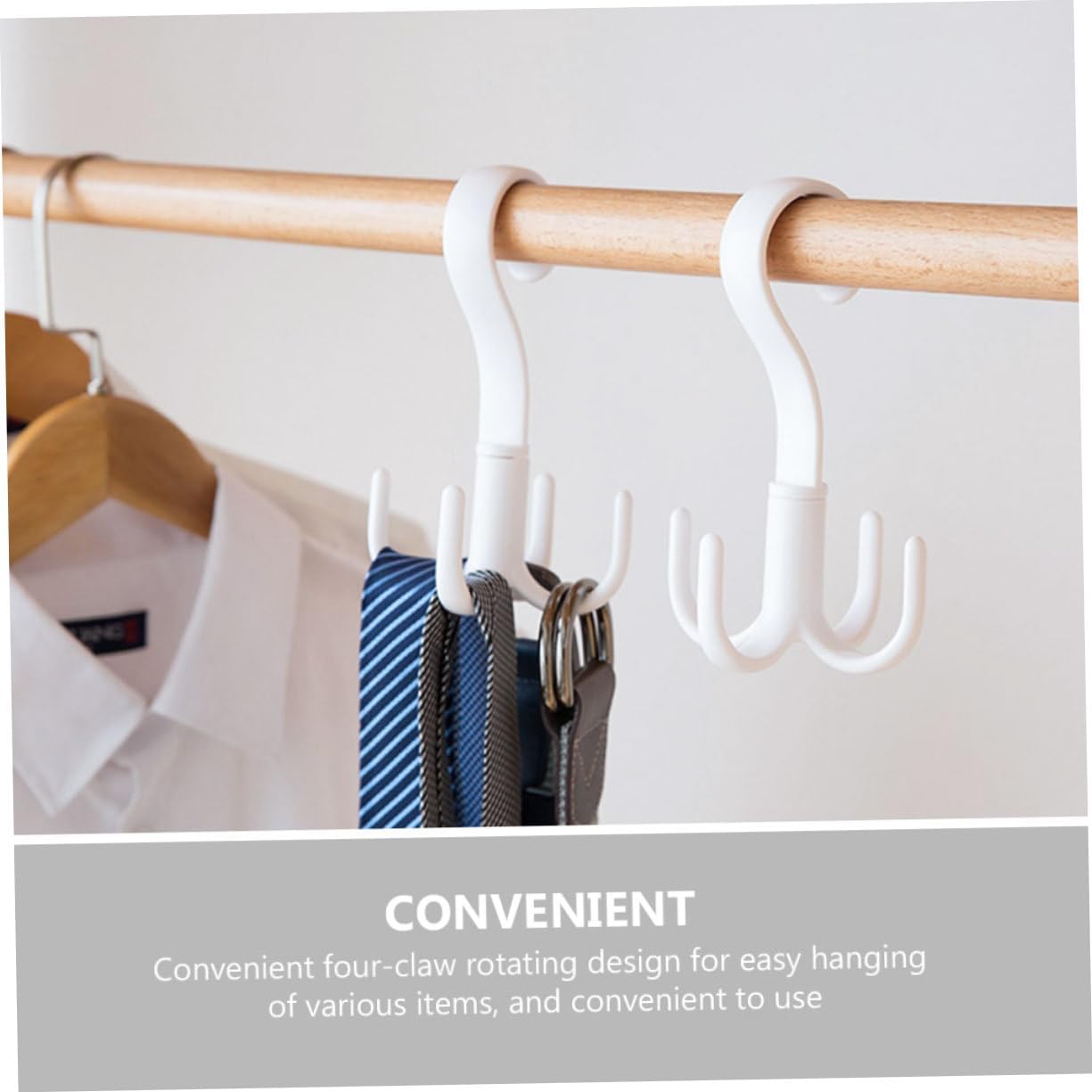 2pcs Four-Claw Swivel Wardrobe Hanger Hook for Handbags
