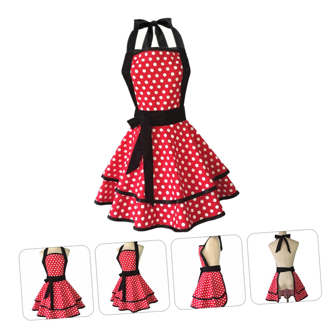 Toyvian Grembiule da Cucina Motivo a Pois in Cotone a Doppio Strato Design Stampato per Cucina e Lavoro in Hotel