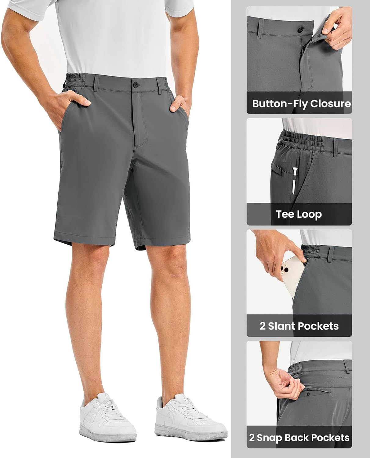Rdruko Men's Golf Shorts 10" Stretch Quick Dry Lightweight Casual Dress Athletic Shorts with 4 Pockets - Image 6